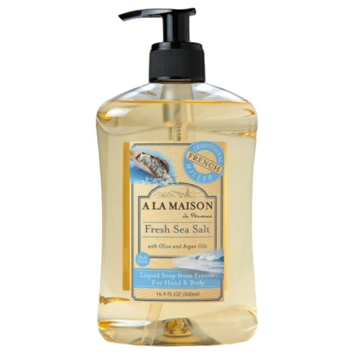 French Liquid Soap for Hand & Body, Fresh Sea Salt, 16.9 oz, A La Maison