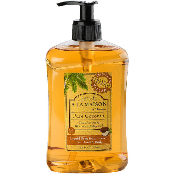 French Liquid Soap for Hand & Body, Pure Coconut, 16.9 oz, A La Maison