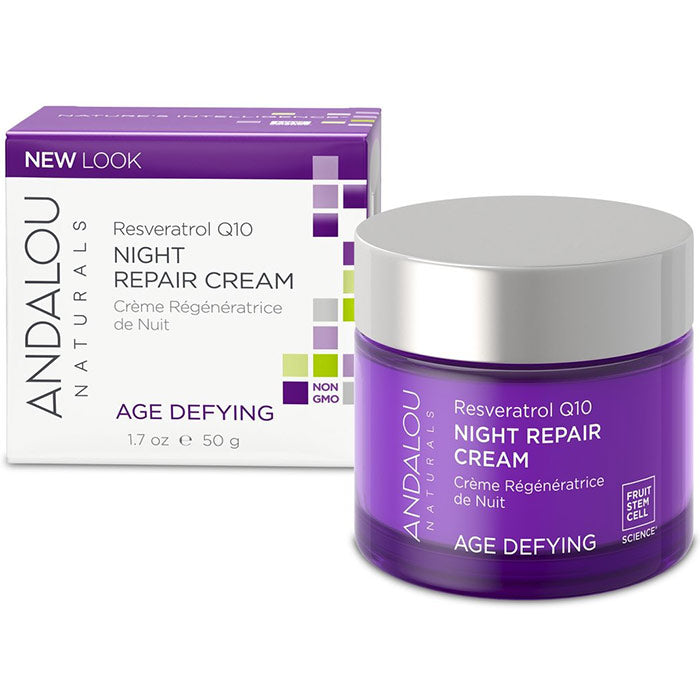 Resveratrol Q10 Night Repair Cream, 1.7 oz, Andalou Naturals