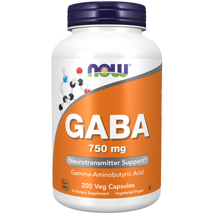 GABA 750 mg, 200 Veg Capsules, NOW Foods
