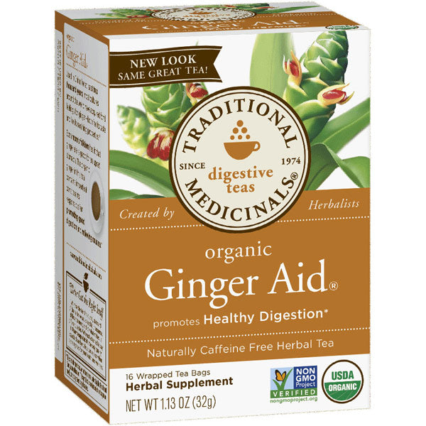 Organic Ginger Aid Tea, 16 Tea Bags, Traditional Medicinals Teas