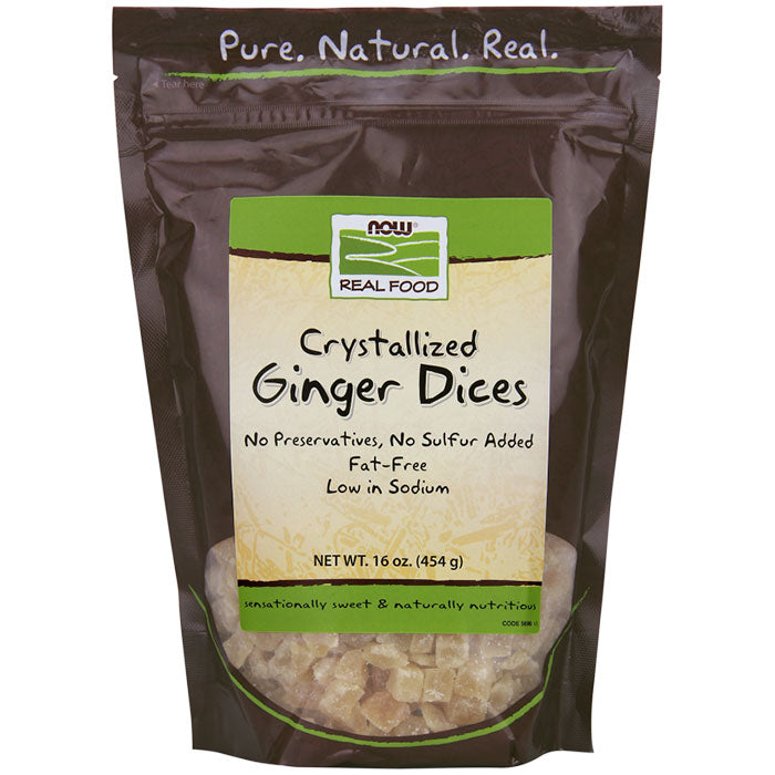 Ginger Dices Crystallized, 16 oz, NOW Foods