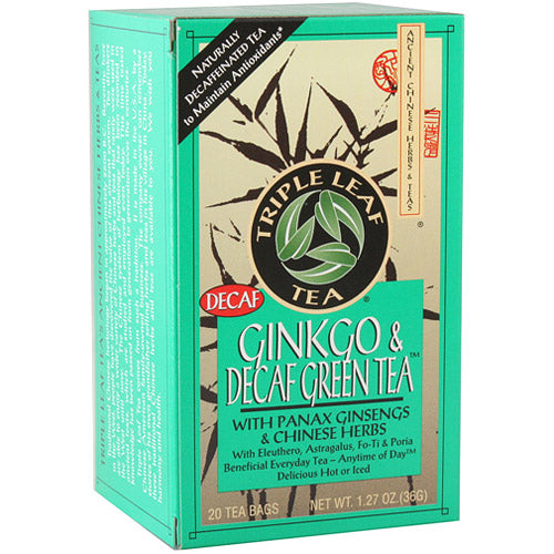 Ginkgo & Decaf Green Tea, 20 Tea Bags, Triple Leaf Tea