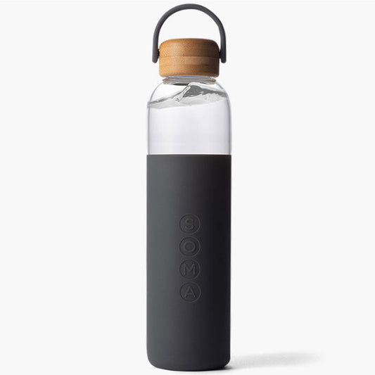 Glass Water Bottle, Gray, 25 oz, Soma