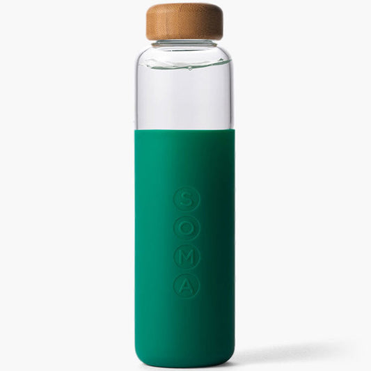 Glass Water Bottle V2, Emerald, 17 oz, Soma