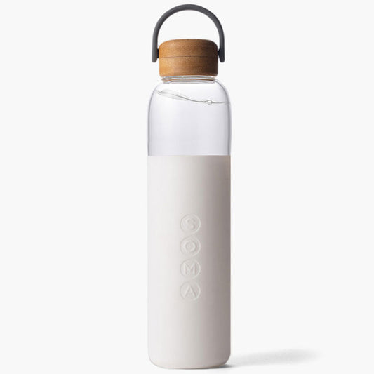 Glass Water Bottle, White, 25 oz, Soma