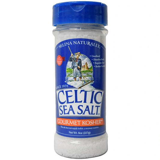 Gourmet Kosher Unrefined Sea Salt Plastic Jar, 8 oz, Celtic Sea Salt