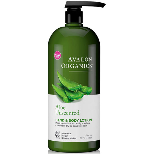 Hand & Body Lotion Organic Aloe Unscented, 32 oz, Avalon Organics