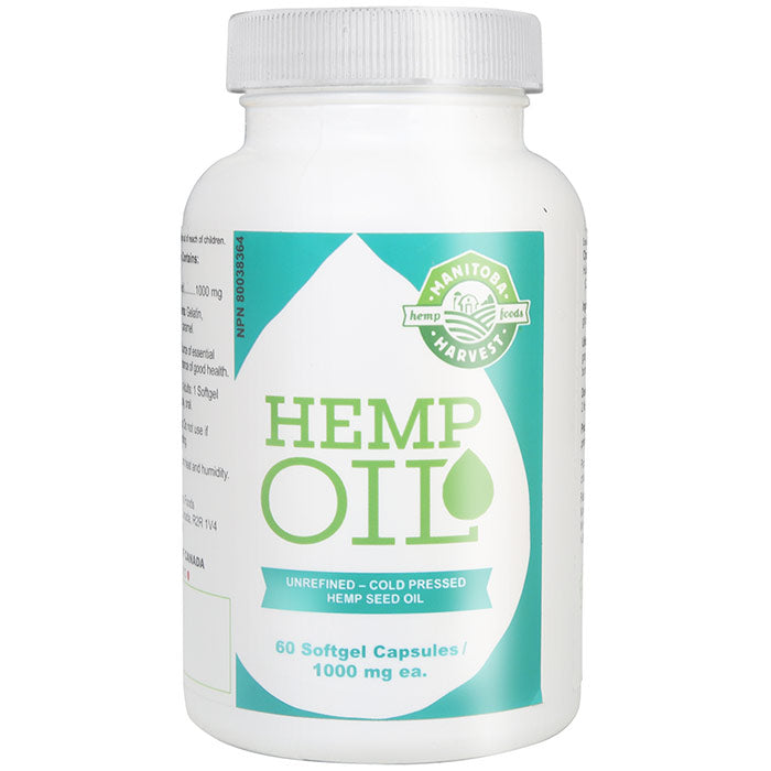 Hemp Oil Soft Gels 1000 mg, 120 Softgel Capsules, Manitoba Harvest Hemp Foods