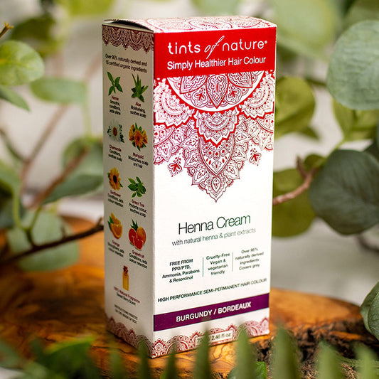 Henna Cream Semi-Permanent Hair Colour Burgundy, 2.46 oz, Tints of Nature