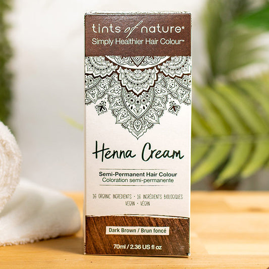 Henna Cream Semi-Permanent Hair Colour Dark Brown, 2.46 oz, Tints of Nature