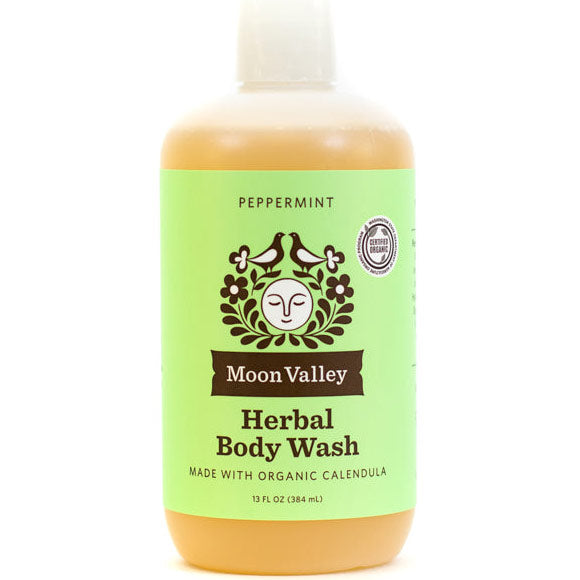 Herbal Body Wash, Peppermint, 12.9 oz, Moon Valley Organics