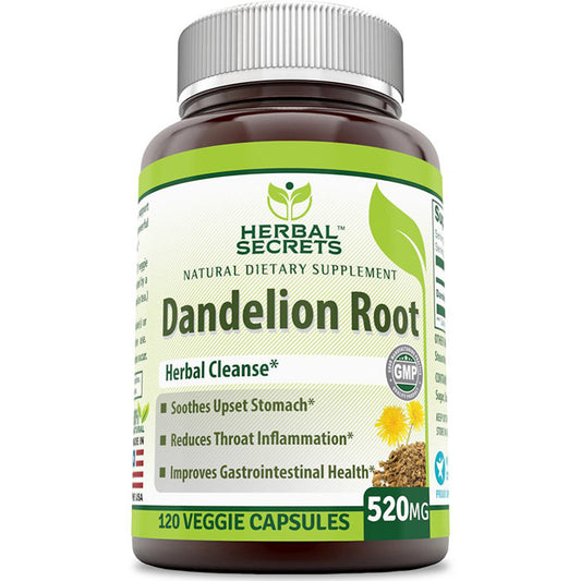 Herbal Secrets Dandelion Root 520 mg, 120 Veggie Capsules, Amazing Nutrition