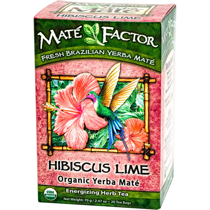 Hibiscus Lime Organic Yerba Mate Herb Tea, 20 Tea Bags, Mate Factor