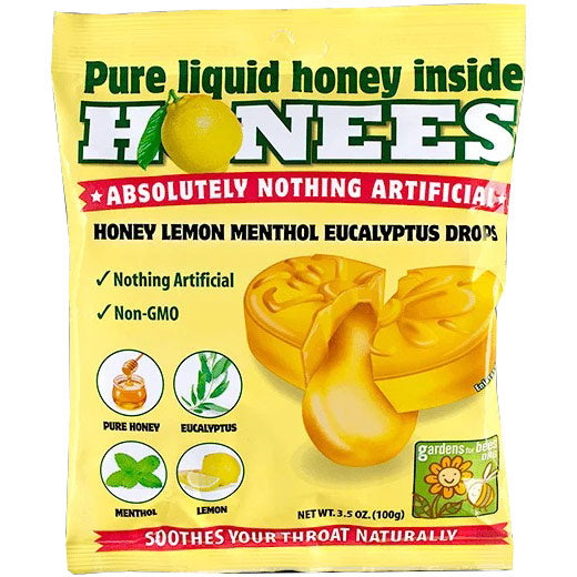 Honees Honey Lemon Menthol Eucalyptus Cough Drops, 20 Count