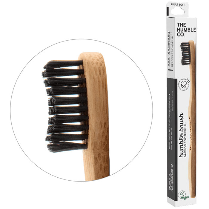 Humble Brush Adult Bamboo Toothbrush - Black, Soft Bristles, 1 ct, The Humble Co.