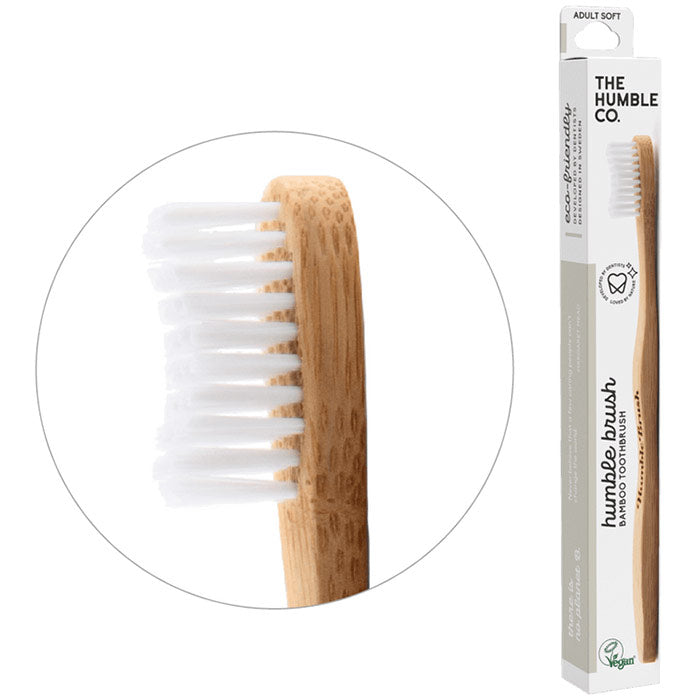 Humble Brush Adult Bamboo Toothbrush - White, Soft Bristles, 1 ct, The Humble Co.