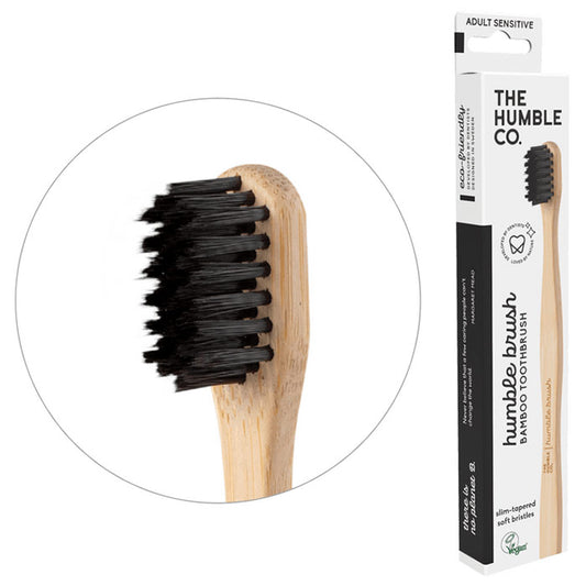 Humble Brush Adult Sensitive Bamboo Toothbrush - Black, 1 ct, The Humble Co.