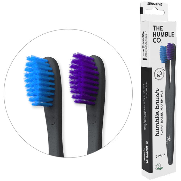 Humble Brush Plant Based Toothbrush - Sensitive - Purple & Blue, 2 Pack, The Humble Co.