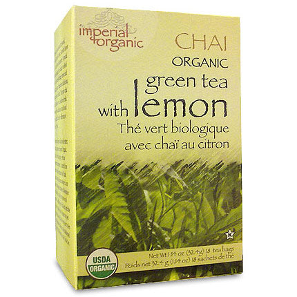 Imperial Organic Green Tea with Lemon Chai Tea, 18 Tea Bags, Uncle Lee's Tea