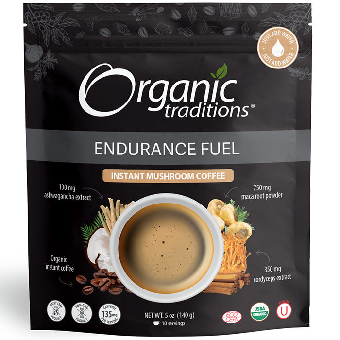 Instant Mushroom Coffee, Endurance Fuel, 5 oz (140 g), Organic Traditions