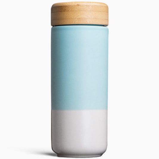 Insulated Ceramic Mug with Bamboo Lid, Mint, 12 oz, Soma