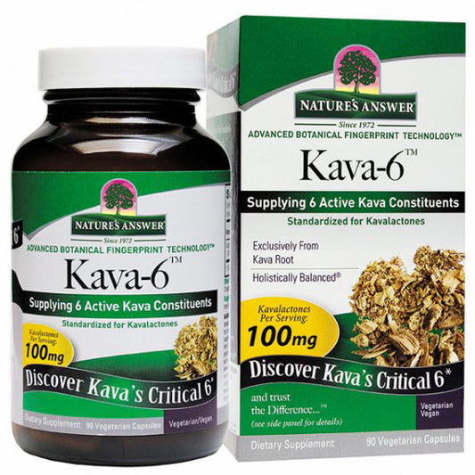 Kava 6, Kavalactones 100 mg, 90 Vegetarian Capsules, Nature's Answer