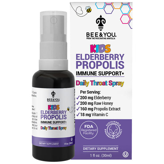 Kids Elderberry Propolis Daily Throat Spray, 1 oz, Bee & You