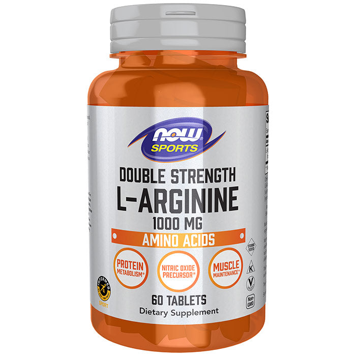 L-Arginine 1000 mg, Double Strength, 60 Tablets, NOW Foods