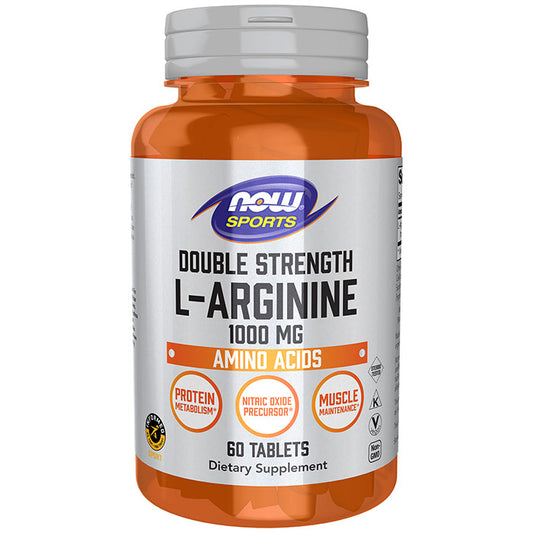 L-Arginine 1000 mg, Double Strength, 60 Tablets, NOW Foods