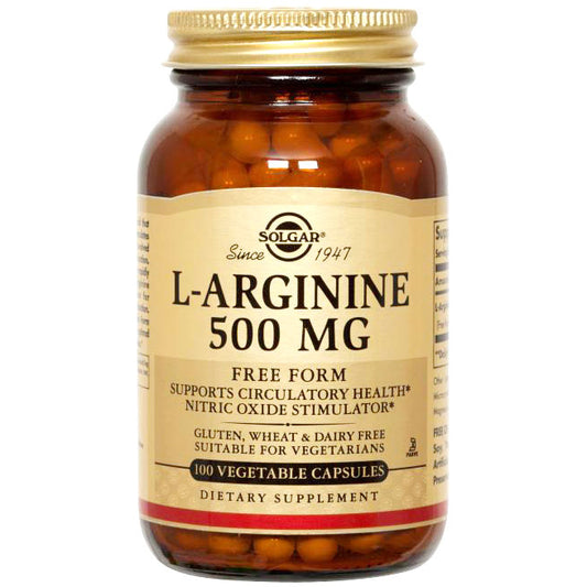 L-Arginine 500 mg, 100 Vegetable Capsules, Solgar