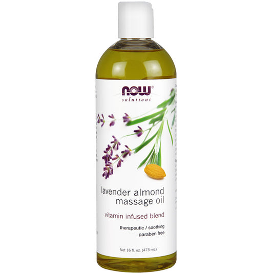 Lavender Almond Massage Oil, 16 oz, NOW Foods