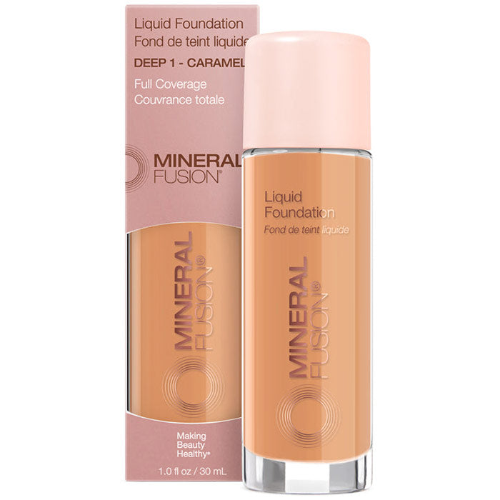 Liquid Foundation - Deep 1 - Caramel, 1 oz, Mineral Fusion Cosmetics