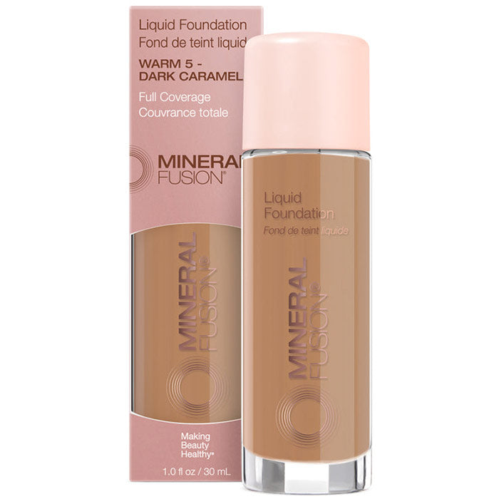 Liquid Foundation - Warm 5 - Dark Caramel, 1 oz, Mineral Fusion Cosmetics