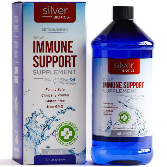 Liquid Immune Support Supplement Value Size, 32 oz, Silver Biotics