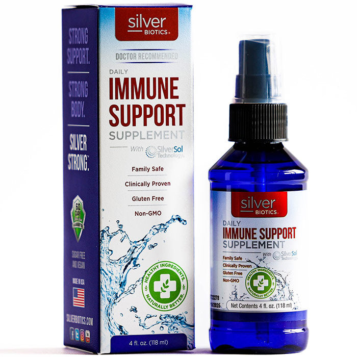 Liquid Immune Support Supplement with Spray Top, 4 oz, Silver Biotics