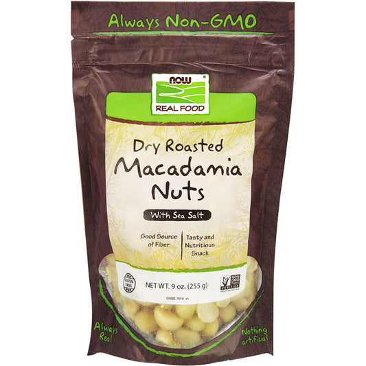 Dry Roasted Macadamia Nuts, Salted with Sea Salt, 9 oz, NOW Foods