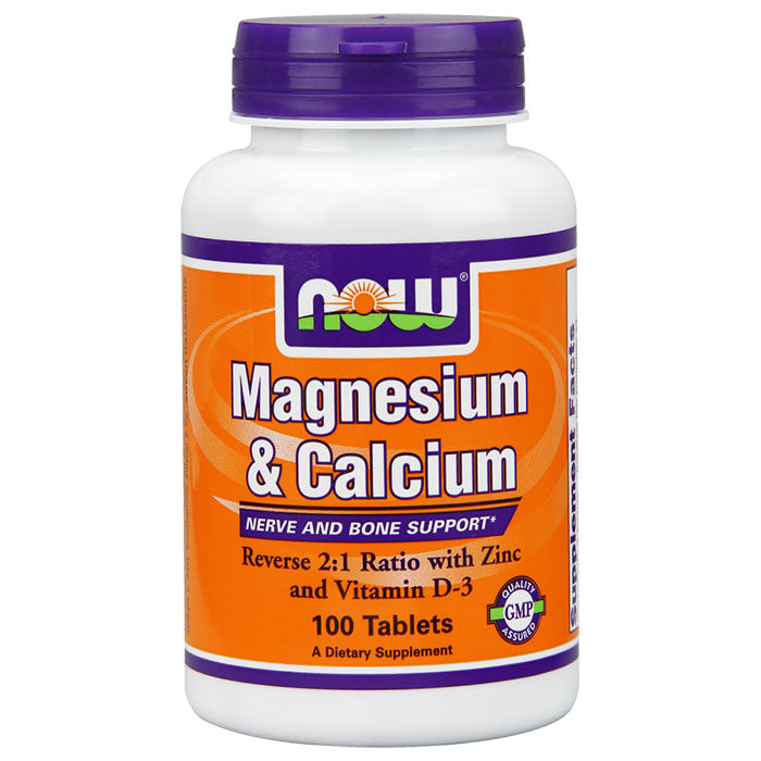 Magnesium & Calcium, Reverse 2:1 Ratio, 100 Tablets, NOW Foods