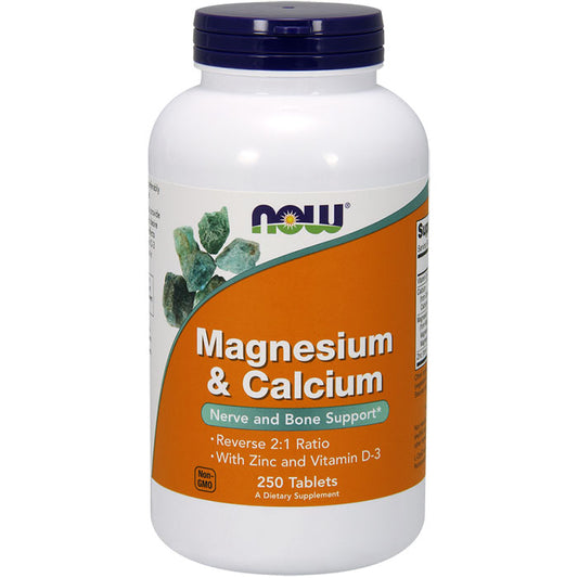 Magnesium & Calcium, Reverse 2:1 Ratio, Value Size, 250 Tablets, NOW Foods