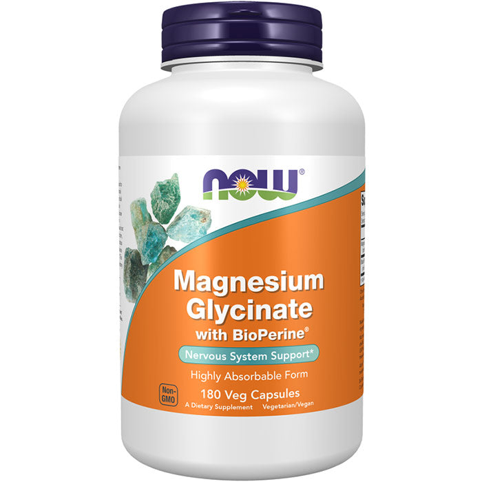 Magnesium Glycinate with BioPerine, 180 Veg Capsules, NOW Foods