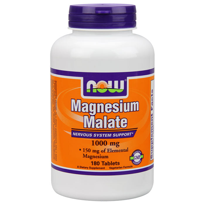 Magnesium Malate 1000mg Vegetarian 180 Tabs, NOW Foods