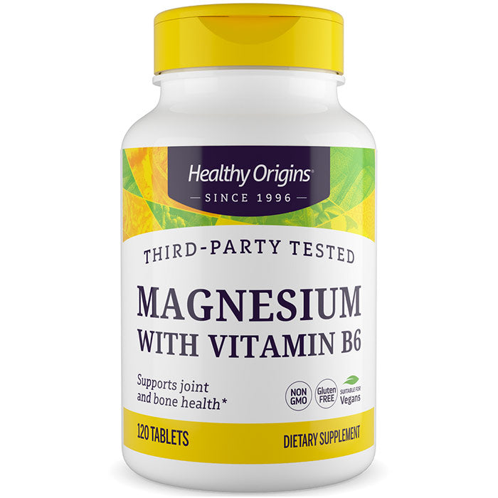 Magnesium with Vitamin B6, 120 Tablets, Healthy Origins