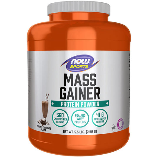 Mass Gainer Protein Powder, Creamy Chocolate Flavor, 5.5 lb, NOW Foods