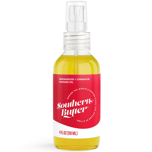 Massage Oil, Sandalwood + Cinnamon, 4 oz, Southern Butter