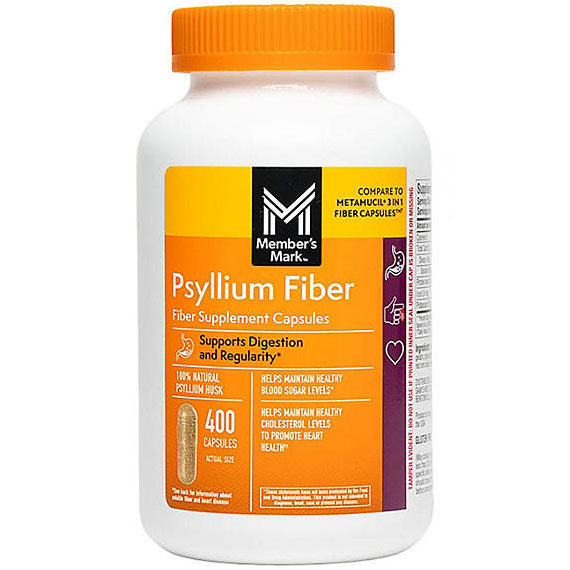 Member's Mark 100% Natural Psyllium Husk Fiber Capsules, 400 Capsules