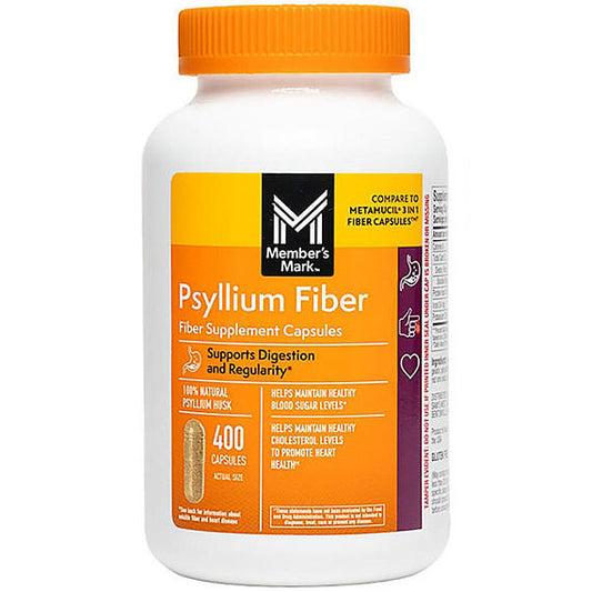 Member's Mark 100% Natural Psyllium Husk Fiber Capsules, 400 Capsules