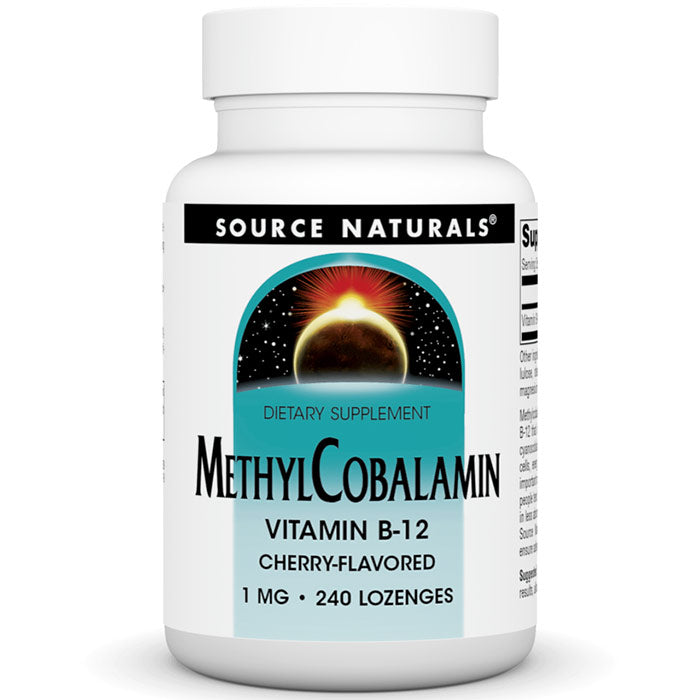 MethylCobalamin 1 mg Cherry Flavored Vitamin B-12, 240 Lozenges, Source Naturals
