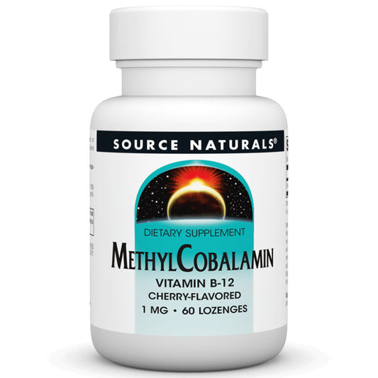 MethylCobalamin 1 mg Cherry Flavored Vitamin B-12, 60 Lozenges, Source Naturals