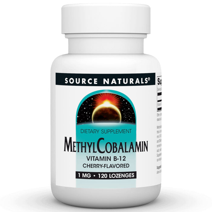 MethylCobalamin 1 mg Cherry Flavored Vitamin B-12, 120 Lozenges, Source Naturals