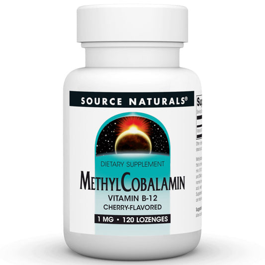 MethylCobalamin 1 mg Cherry Flavored Vitamin B-12, 120 Lozenges, Source Naturals
